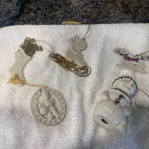 Lenox Gold and Cream Christmas Ornaments Set of 5